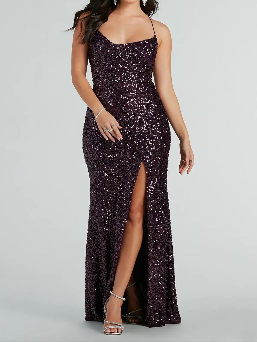 Windsor Esperanza Sequin Cowl Neck Formal Dress